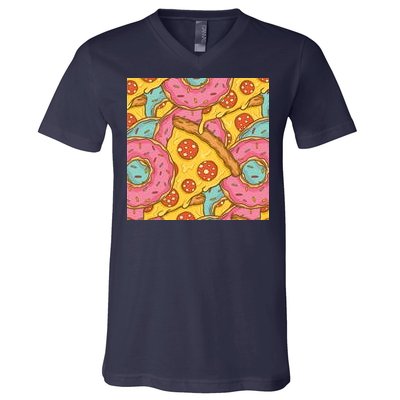 Pizza And Donuts Fast Food V-Neck T-Shirt