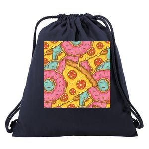 Pizza And Donuts Fast Food Drawstring Bag