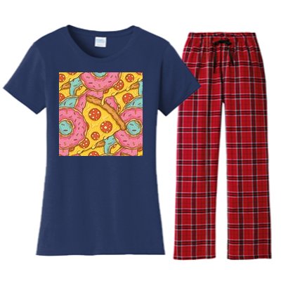 Pizza And Donuts Fast Food Women's Flannel Pajama Set