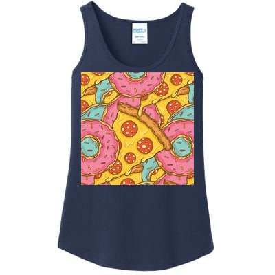 Pizza And Donuts Fast Food Ladies Essential Tank