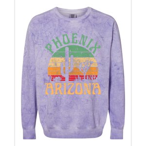 Phoenix Arizona Desert Cactus Retro Sunset Outdoors Retro Colorblast Crewneck Sweatshirt