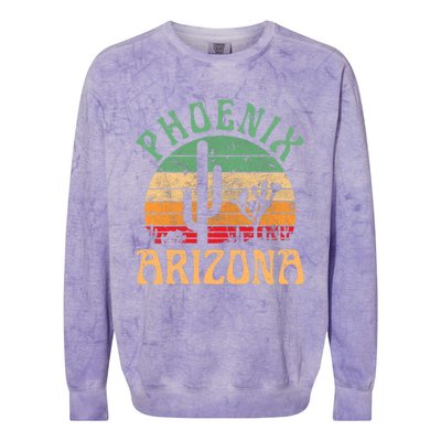 Phoenix Arizona Desert Cactus Retro Sunset Outdoors Retro Colorblast Crewneck Sweatshirt