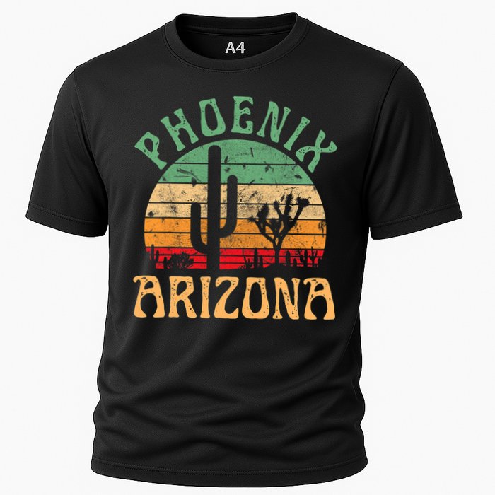 Phoenix Arizona Desert Cactus Retro Sunset Outdoors Retro Cooling Performance Crew T-Shirt