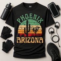 Phoenix Arizona Desert Cactus Retro Sunset Outdoors Retro Cooling Performance Crew T-Shirt