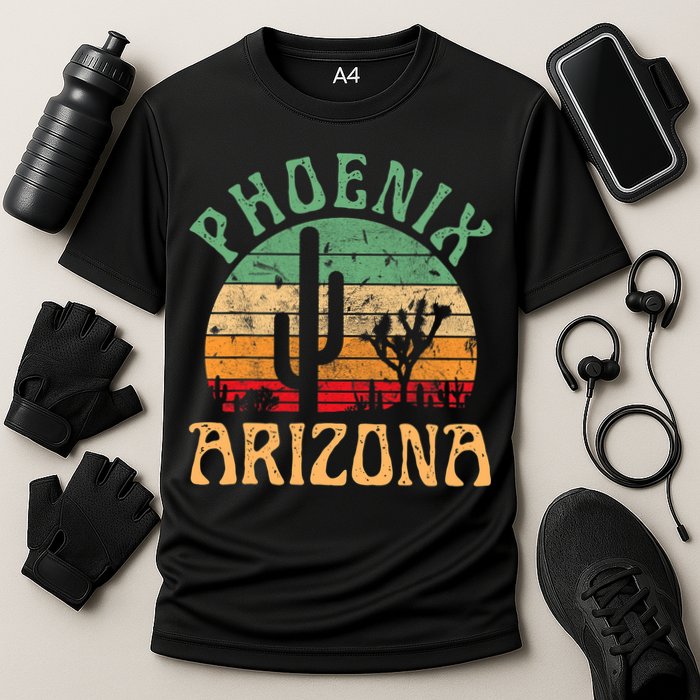Phoenix Arizona Desert Cactus Retro Sunset Outdoors Retro Cooling Performance Crew T-Shirt