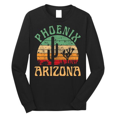 Phoenix Arizona Desert Cactus Retro Sunset Outdoors Retro Long Sleeve Shirt