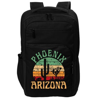 Phoenix Arizona Desert Cactus Retro Sunset Outdoors Retro Impact Tech Backpack