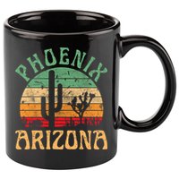 Phoenix Arizona Desert Cactus Retro Sunset Outdoors Retro 11oz C Handle Ceramic Mug