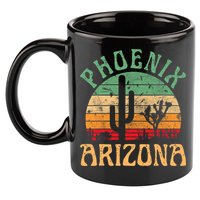 Phoenix Arizona Desert Cactus Retro Sunset Outdoors Retro 11oz C Handle Ceramic Mug
