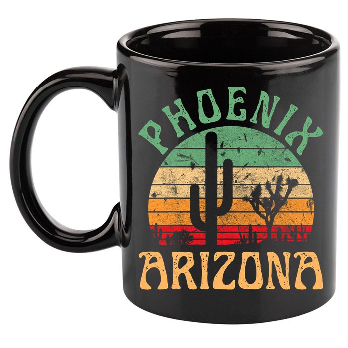 Phoenix Arizona Desert Cactus Retro Sunset Outdoors Retro 11oz C Handle Ceramic Mug