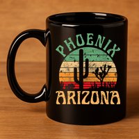 Phoenix Arizona Desert Cactus Retro Sunset Outdoors Retro 11oz C Handle Ceramic Mug