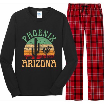 Phoenix Arizona Desert Cactus Retro Sunset Outdoors Retro Long Sleeve Pajama Set