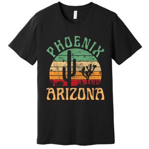 Phoenix Arizona Desert Cactus Retro Sunset Outdoors Retro Premium T-Shirt