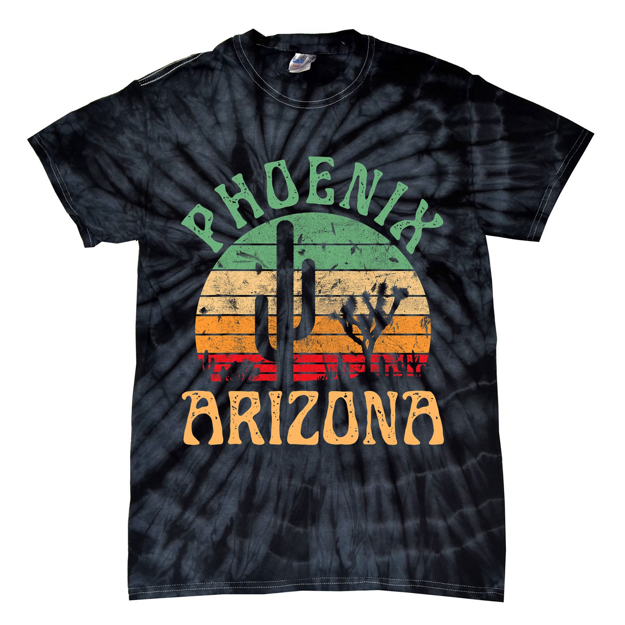 Phoenix Arizona Desert Cactus Retro Sunset Outdoors Retro Tie-Dye T-Shirt
