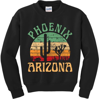 Phoenix Arizona Desert Cactus Retro Sunset Outdoors Retro Kids Sweatshirt