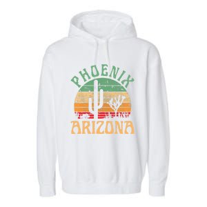 Phoenix Arizona Desert Cactus Retro Sunset Outdoors Retro Garment-Dyed Fleece Hoodie