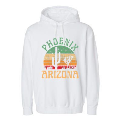 Phoenix Arizona Desert Cactus Retro Sunset Outdoors Retro Garment-Dyed Fleece Hoodie