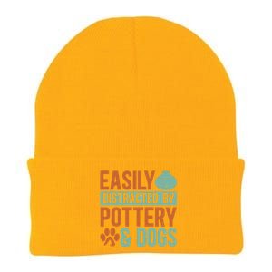 Pottery And Dogs Easily Distracted Kiln Potters Dog Lovers Knit Cap Winter Beanie