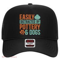 Pottery And Dogs Easily Distracted Kiln Potters Dog Lovers High Crown Mesh Back Trucker Hat