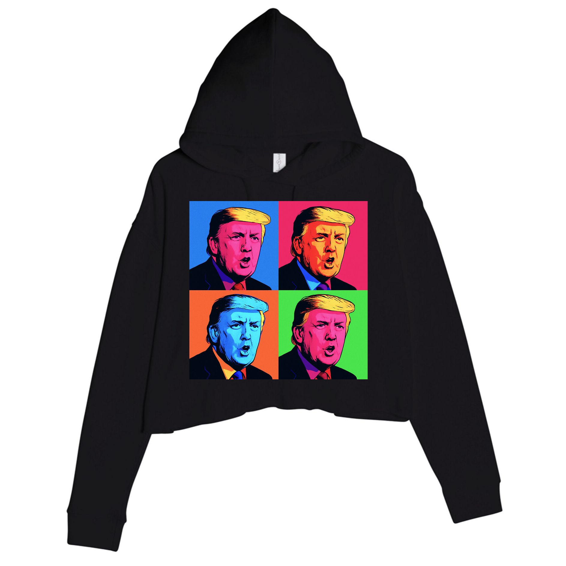 Pop Art Donald Trump Retro Crop Fleece Hoodie