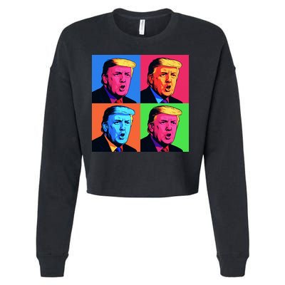 Pop Art Donald Trump Retro Cropped Pullover Crew