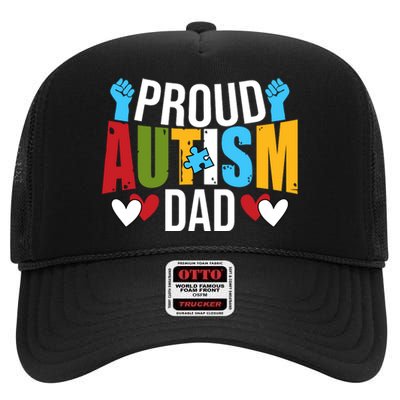 Proud Autism Dad T V4 High Crown Mesh Back Trucker Hat