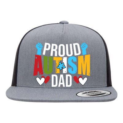 Proud Autism Dad T V4 Flat Bill Trucker Hat