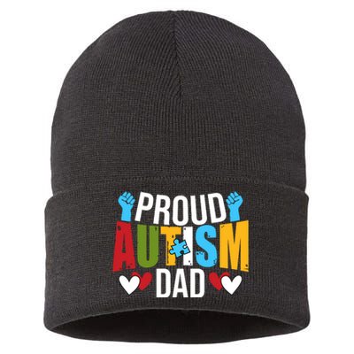 Proud Autism Dad T V4 Sustainable Knit Beanie