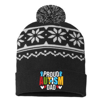 Proud Autism Dad T V4 USA-Made Snowflake Beanie