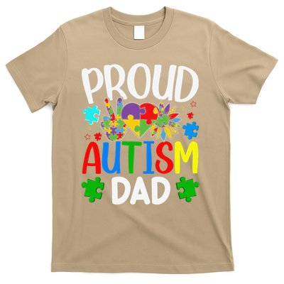 Proud Autism Dad Puzzle Piece Awareness Support T-Shirt