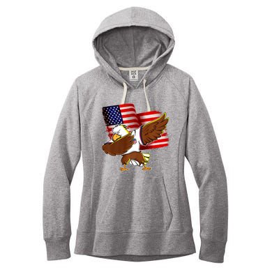 Pledge Allegiance Dabbing US Eagle 4th Of July USA Flag Day Women's Fleece Hoodie