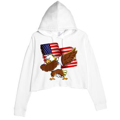 Pledge Allegiance Dabbing US Eagle 4th Of July USA Flag Day Crop Fleece Hoodie