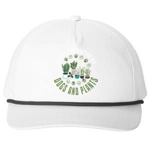 Plants And Dogs Great Gift Funny Plant Lover Dog Lover Plant Cool Gift Snapback Five-Panel Rope Hat