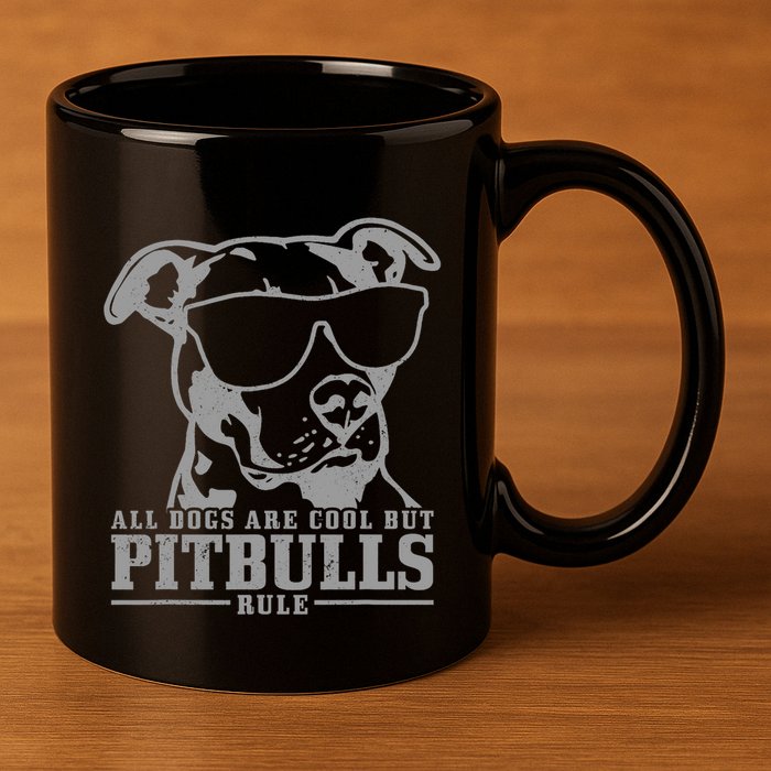 Pitbull All Dogs Are Cool Pitbulls Rule Funny Pitbull 11oz C Handle Ceramic Mug