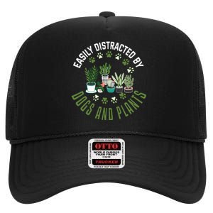 Plants And Dogs Funny Plant Lover Dog Lover Plant High Crown Mesh Back Trucker Hat