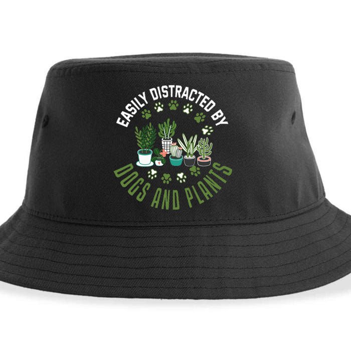 Plants And Dogs Funny Plant Lover Dog Lover Plant Sustainable Bucket Hat