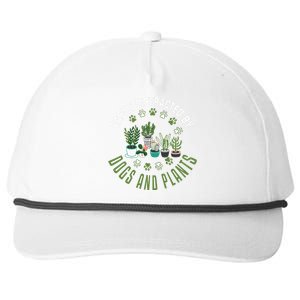 Plants And Dogs Funny Plant Lover Dog Lover Plant Snapback Five-Panel Rope Hat