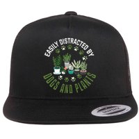 Plants And Dogs Funny Plant Lover Dog Lover Plant Flat Bill Trucker Hat