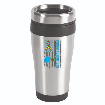 Proud Autism Dad American Flag USA Autism Awareness Dad  16oz Travel Tumbler