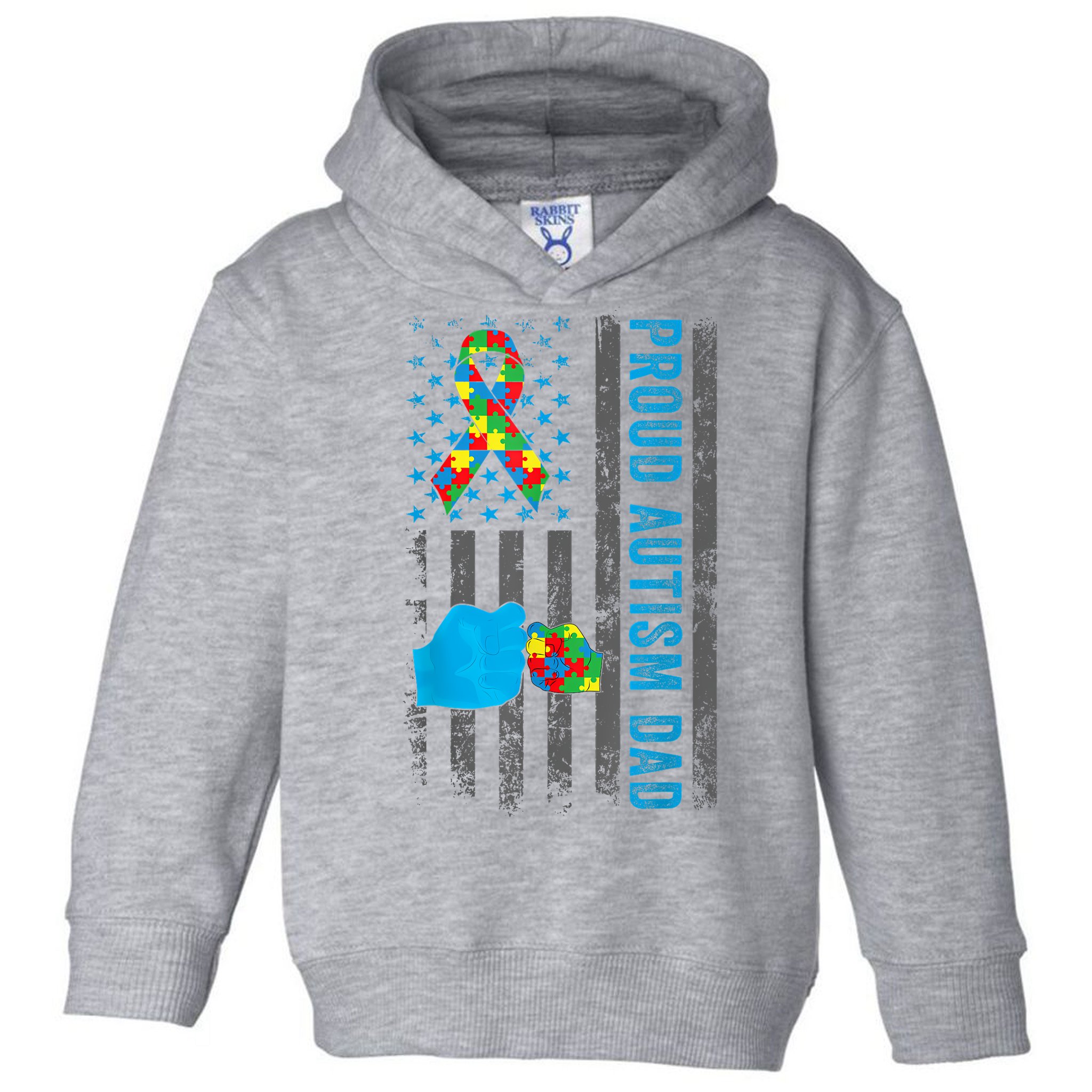 Proud Autism Dad American Flag USA Autism Awareness Dad  Toddler Hoodie