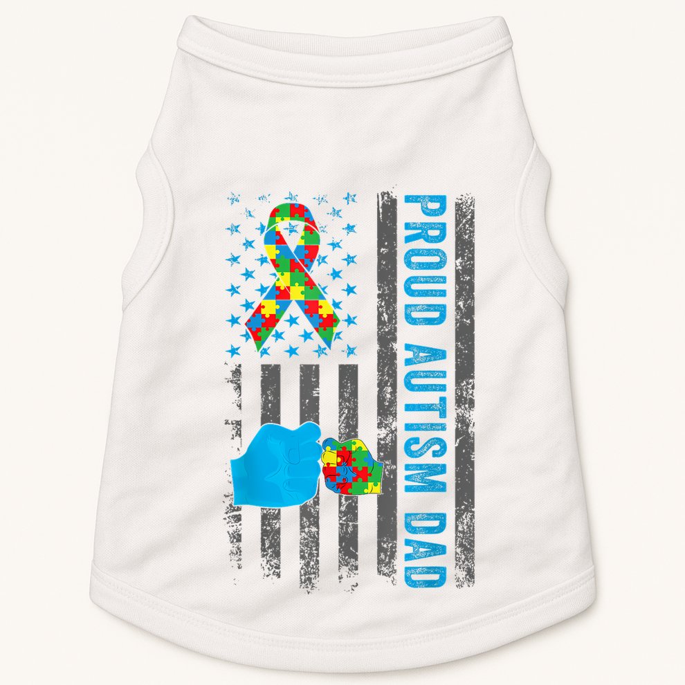 Proud Autism Dad American Flag USA Autism Awareness Dad  Doggie Tank
