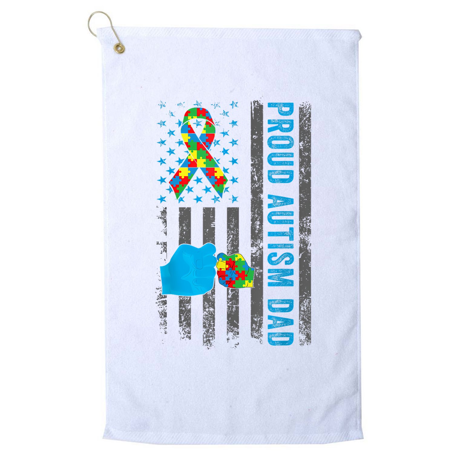 Proud Autism Dad American Flag USA Autism Awareness Dad  Golf Towel