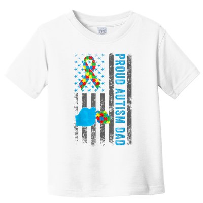 Proud Autism Dad American Flag USA Autism Awareness Dad  Toddler T-Shirt