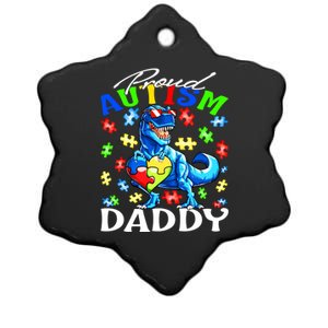 Proud Autism Daddy Dinosaur Autism Awareness Gift Ceramic Star Ornament