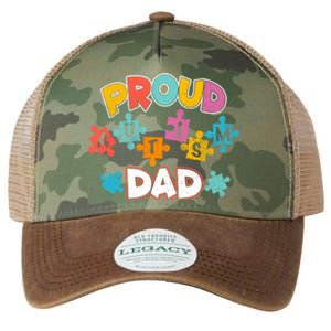 Proud Autism Dad Puzzle Autism Awareness Month Funny Family Gift Legacy Tie Dye Trucker Hat