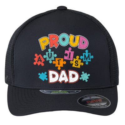 Proud Autism Dad Puzzle Autism Awareness Month Funny Family Gift Flexfit Unipanel Trucker Cap