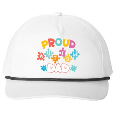 Proud Autism Dad Puzzle Autism Awareness Month Funny Family Gift Snapback Five-Panel Rope Hat