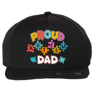 Proud Autism Dad Puzzle Autism Awareness Month Funny Family Gift Wool Snapback Cap