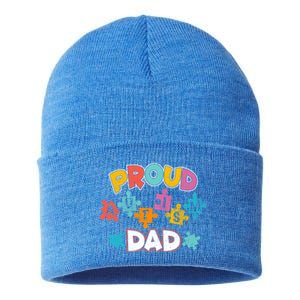 Proud Autism Dad Puzzle Autism Awareness Month Funny Family Gift Sustainable Knit Beanie