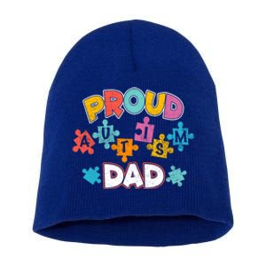 Proud Autism Dad Puzzle Autism Awareness Month Funny Family Gift Short Acrylic Beanie